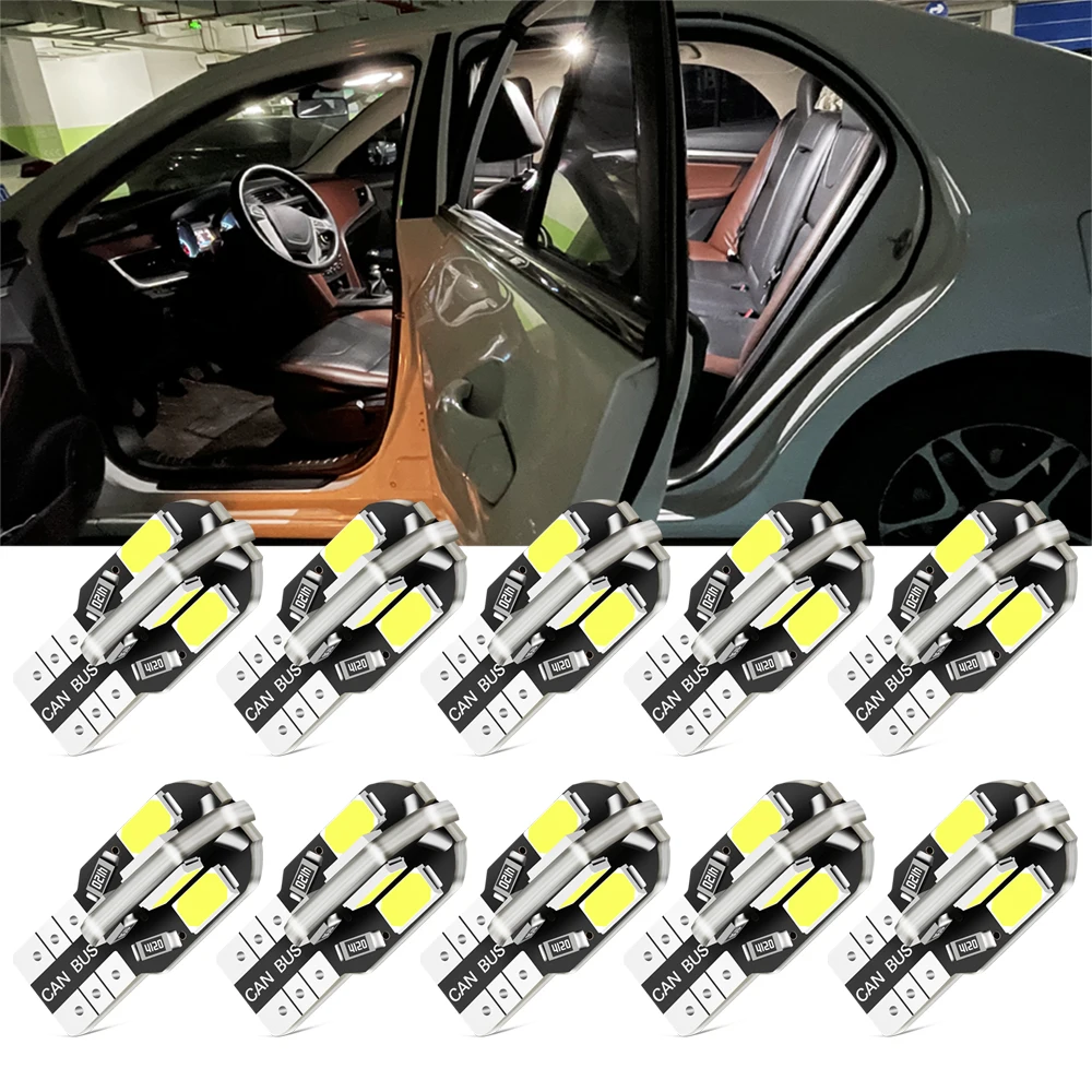 10 шт. Canbus W5W Led T10 автомобильный светильник 6000K белая лампа 12 В для peugeot 206 207 307 308 407 508