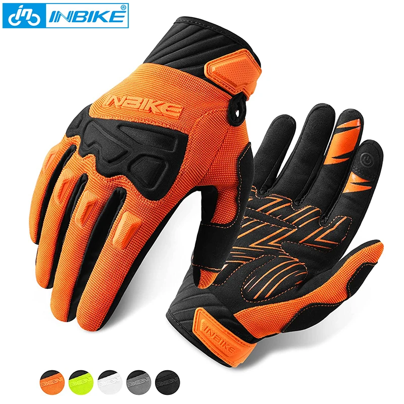 

INBIKE Men Cycling Gloves MTB Bicycle Gloves Shockproof Men's Touchscreen Gloves Non-Slip Gloves for Man 5mm Thickened Palm Pad