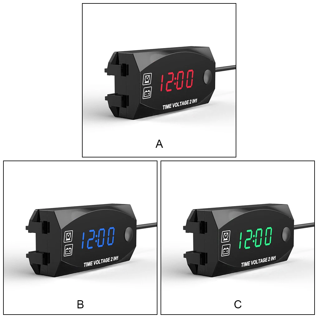 

Motorcycle Voltmeter LED Digital Voltage Meter Portable Carrying Plastic Volt Gauge Outdoor Detector Green Light