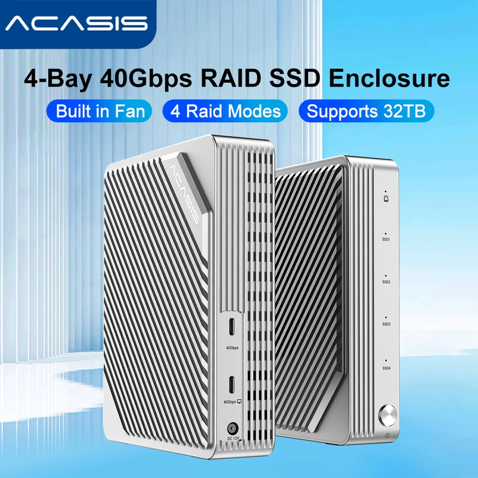 Acasis 4 Bay USB4.0 40Gbps M.2 NVMe SSD Enclosure Thunderbolt 4/3