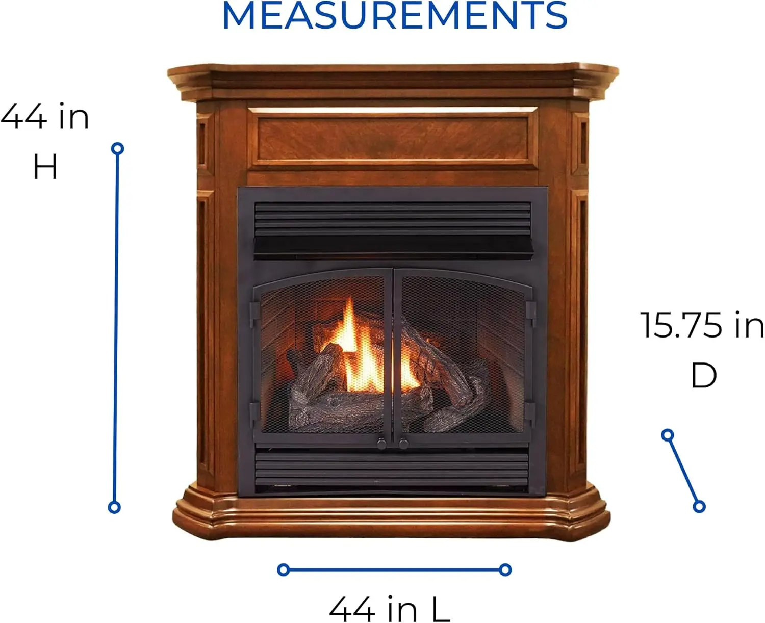 Dual Fuel Ventless Gas Fireplace with Mantel - 32000 BTU Remote Control Apple Spice Finish - Model# DFS-400R-4AS 6