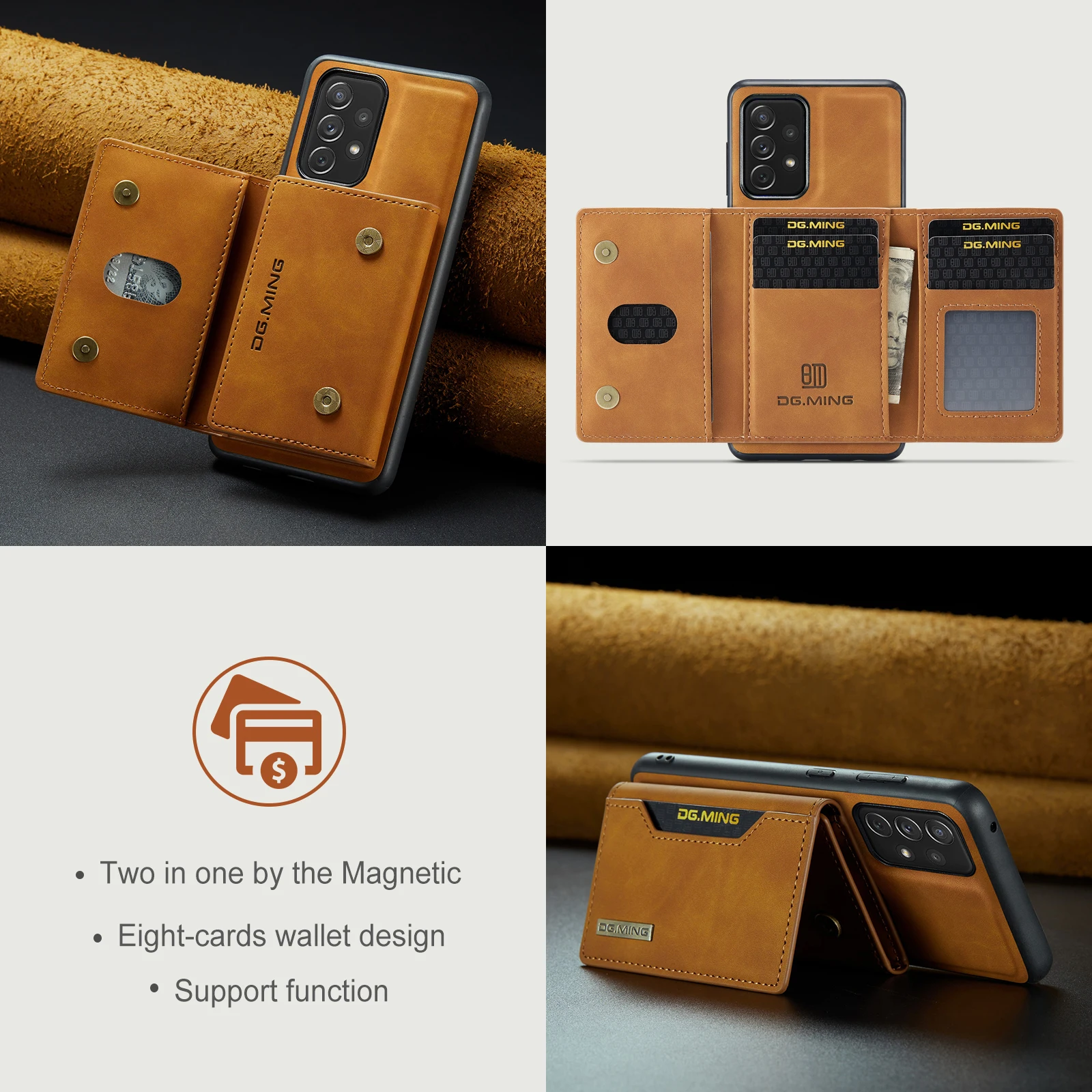 Magnetic Card Case For Samsung Galaxy A54 A34 A24 A14 A73 A53 A33 A23 A13 A72 A52 A42 A32 A22 A12 A71 A51 Shockproof Stand Cover