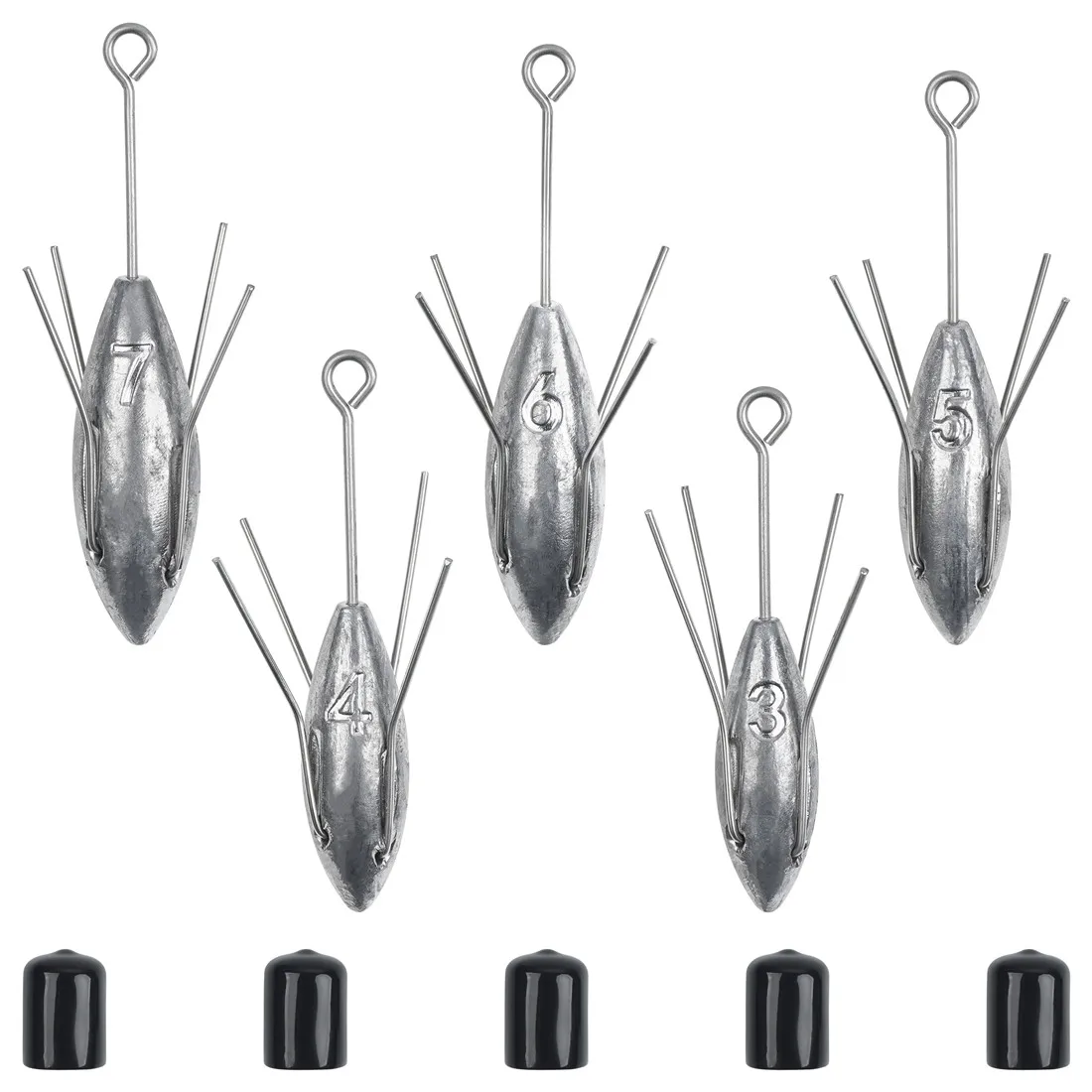 5PCS Sputnik Sinker Surf Fishing Tool Long Tail Saltwater Surf Casting Sinkers Catfish Beach
