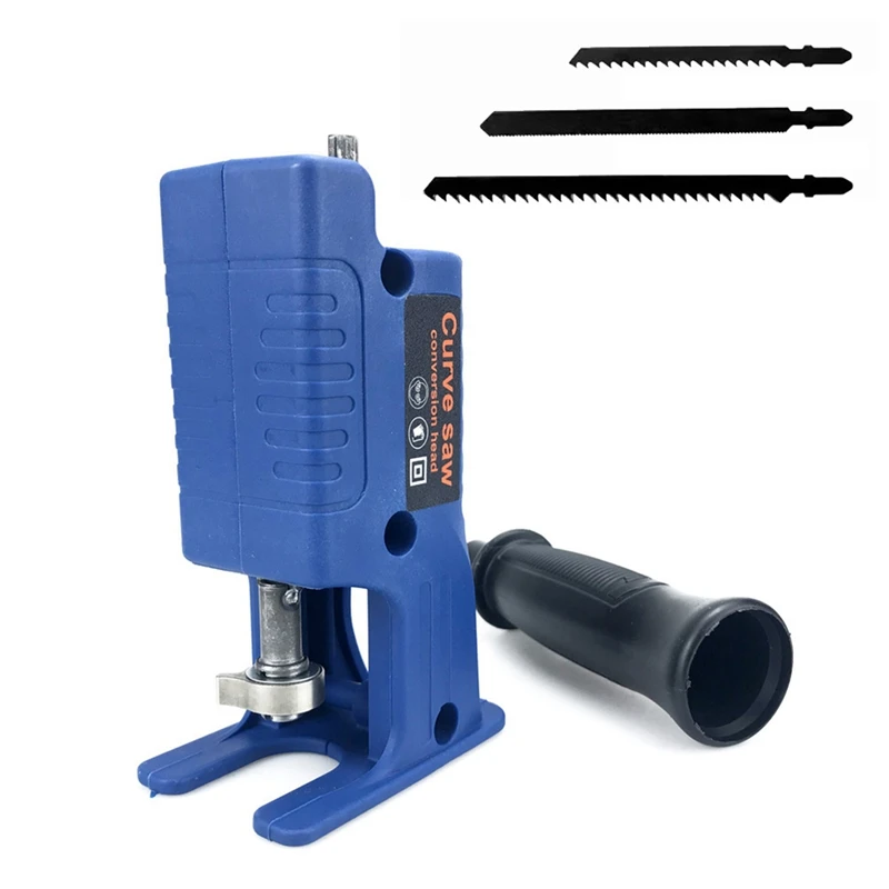 

Portable Reciprocating Saw Adapter Electric Jigsaw Cutter Machine Attachment With Blades Blue
