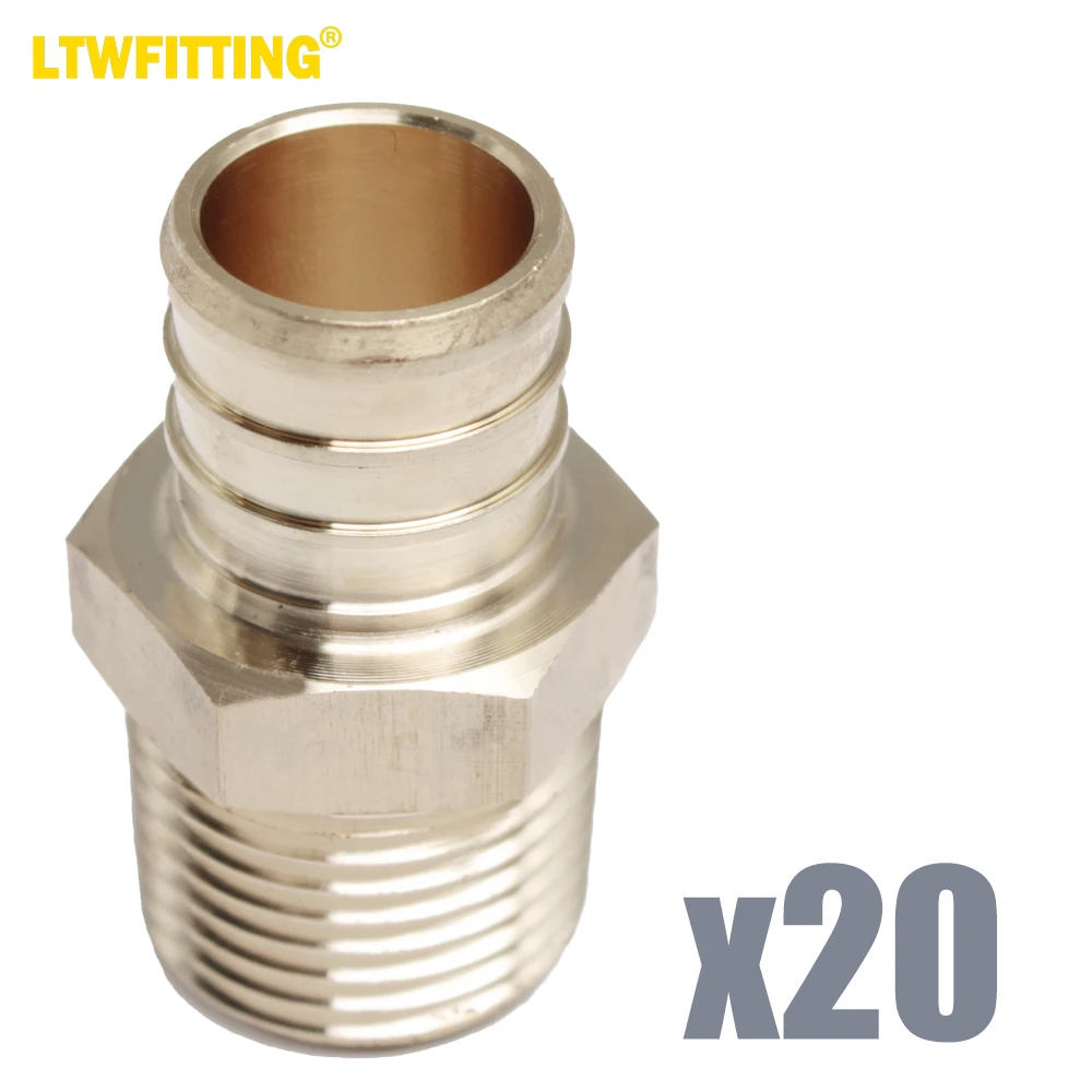 

LTWFITTING No Lead Brass PEX Adapter Fitting 3/4-Inch PEX x 1/2-Inch Male NPT Crimp Adaptor (Pack of 20)