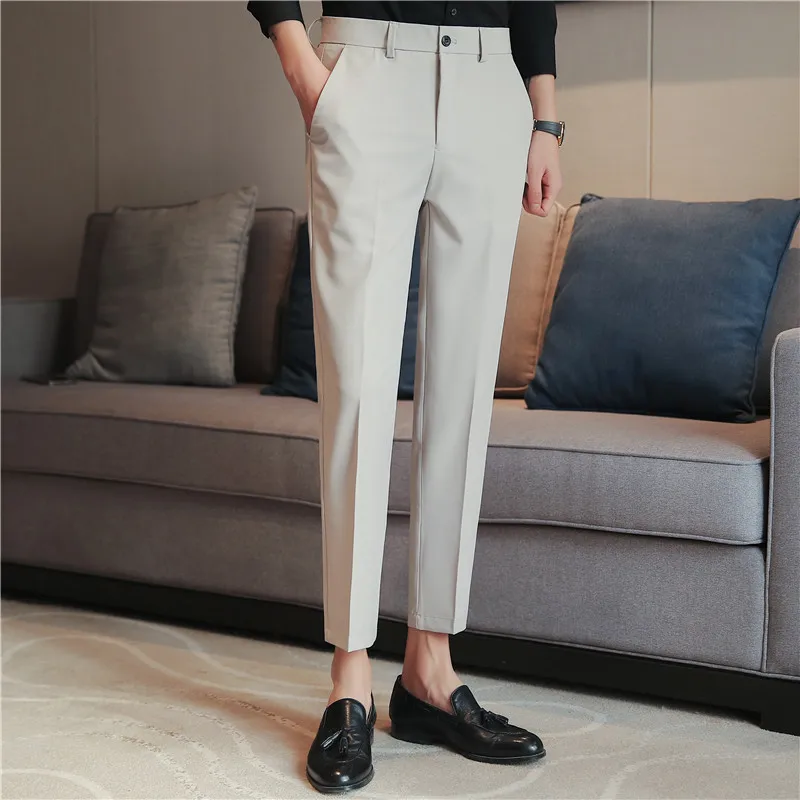 2022 Spring and Autumn Men's Business Casual Solid Color Trousers Straight Stretch Dress Pants