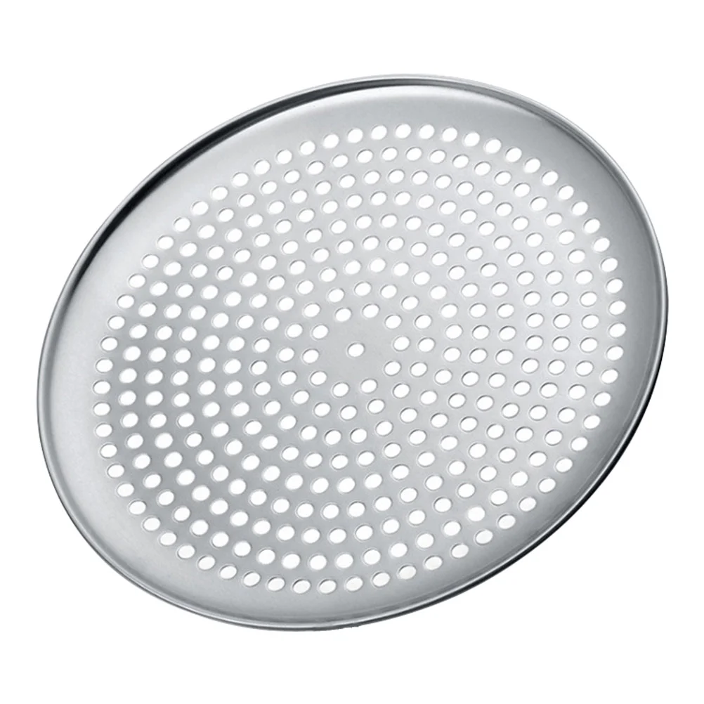 Round Perforated Pizza Pan Large Holes Crisper Baking Tray Steel Nonstick Plate Bakeware Household Round Pizza Plate Replaceable