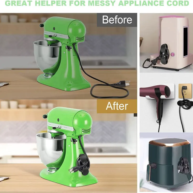 1/2/4Pcs Cord Organizer Cord Wrap Cords Holder Cable Organizer Stick Firmly for Kitchen Appliances Mixer Blender Coffee Maker