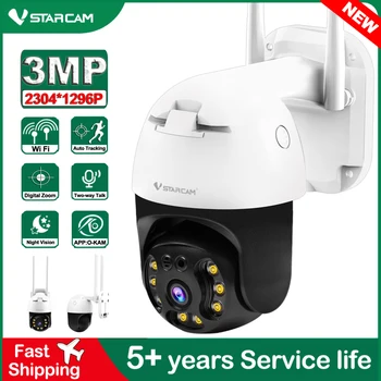Vstarcam Nuova Telecamera Dome Wifi 3MP 2 vie Audio Umano Auto Tracking Visione Notturna a Colori Auto Motion Track Telecamera IP Impermeabile Allarme