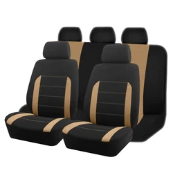 AUTO PLUS Universal Fabric Car Seat Covers for Vehicles - Stylish and Durable Interior Protection (Beige 5 seat)