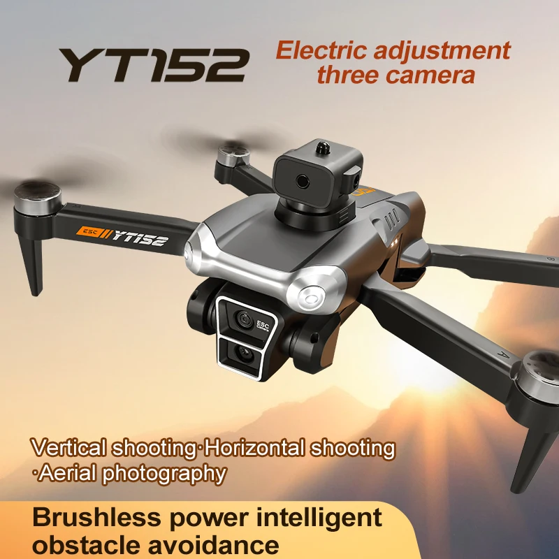 Iconic Brand YT152 8K GPS Drone Three Camera Professional 5G Obstacle Avoidance Optical Flow Positioning Brushless Upgraded RC 10000M