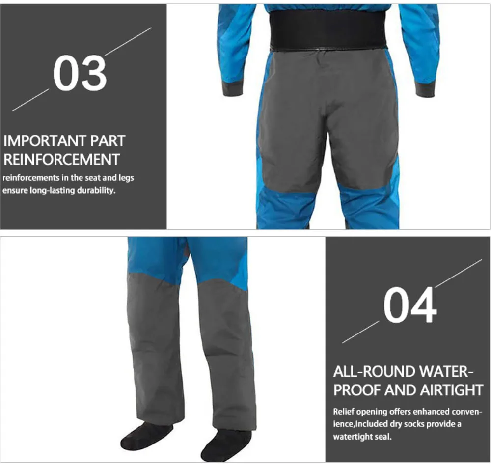 Sports Latex Collar and Cuff, Diving Surfing, Raft, Waterproof, Breathable Kayak, Drysuit  with Socks of the Same Material 2