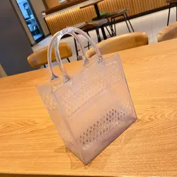 Chic Mesh Beach Tote - Stylish Clear Handbag and Travel Accessory (S - transparent)