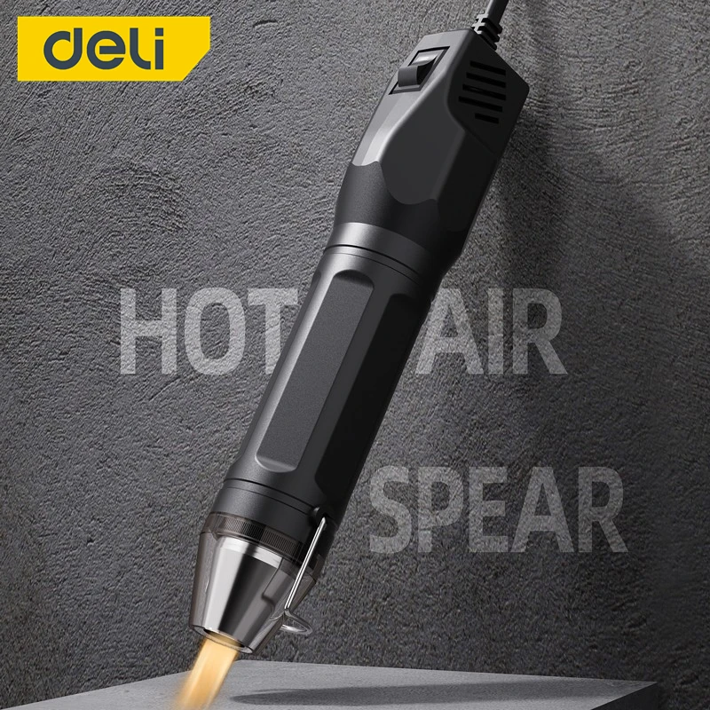 Deli 220V DIY  Heat Gun Electric Power tool hot air spear 140/300W temperature Gun with supporting seat Shrink Plastic tools deli tools multifunction electronic scissors stainless steel material rubberized non slip handle electrician repair hand tool