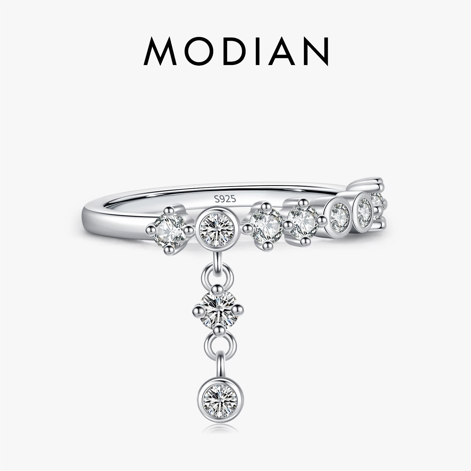 MODIAN 925 Sterling Silber High-Fashion Funkelnden Runde Zirkon Charms Finger Ringe Für Frauen Partei Edlen Schmuck