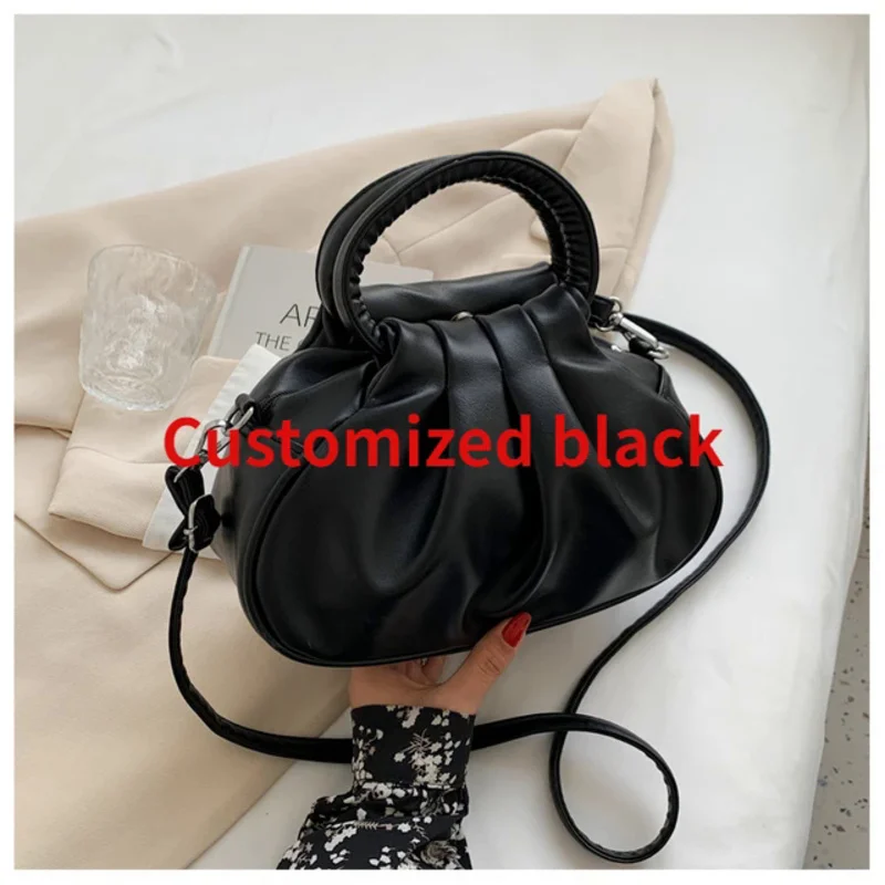 Korean minority designer fashion casual one shoulder underarm bag drawstring lace-up large capacity handbag female luxury Bolsas