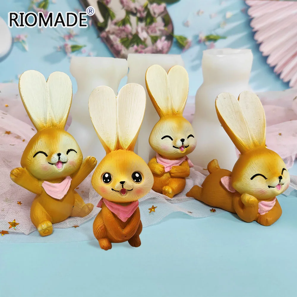 3D Niedlichen Kaninchen Silikon Form Hase Kuchen Dekorieren Werkzeuge Ostern Tier Kerze Epoxidharz Form DIY Handwerk Gips Zement – Detail 3