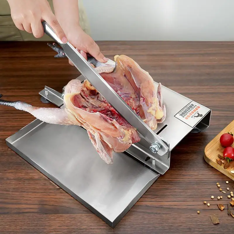 Food Cutter Slicing Machine Stainles Steel Spring Automatic Meat Delivery  Non-slip Handle Easily Cut Frozen Chicken Fish Cutting