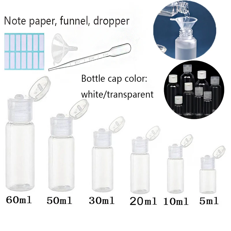 Clear Plastic Travel Bottles with Flip Cap – Portable Containers with Funnel and Labels