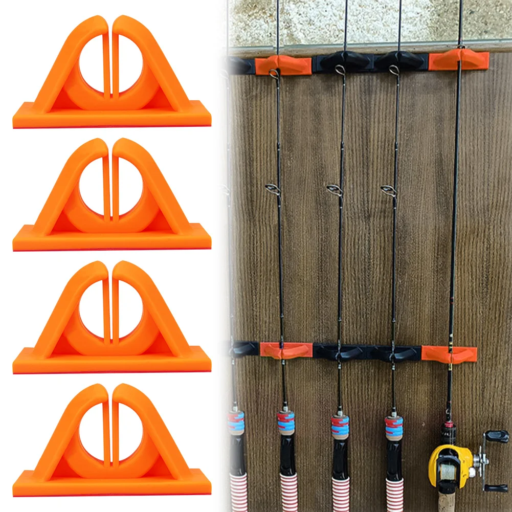 4Pcs Fishing Rod Display Rack Wall Mounted Fishing Rod Holder Fishing Pole Holder Clip Storage Rack for Wall and Garage Storage