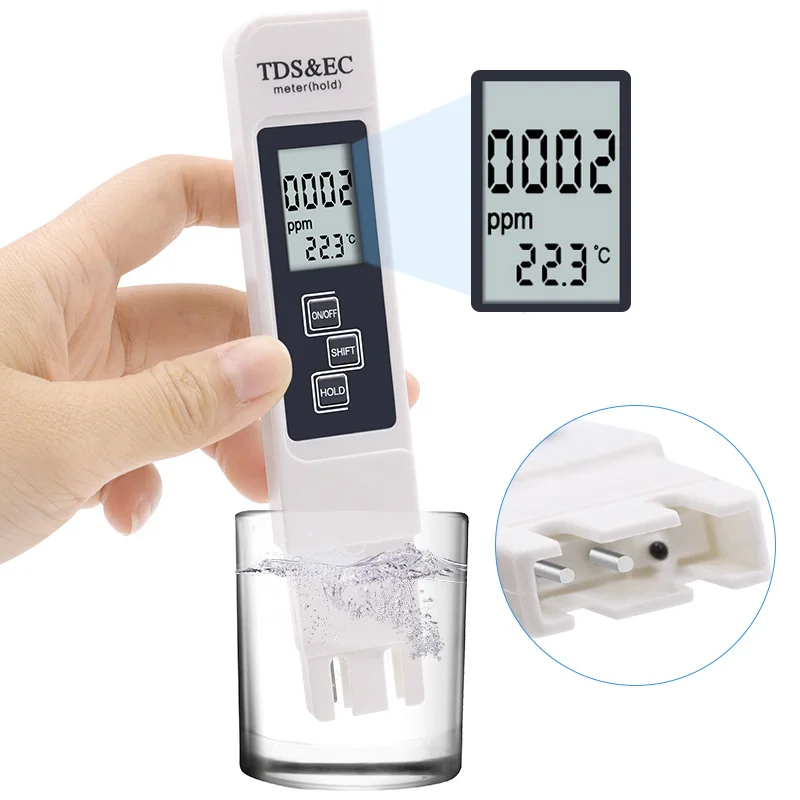Water Quality Tester Digital LCD TDS EC Meter Pen Aquarium Pool Automatic Calibration Water Purity Test Temperature Meter
