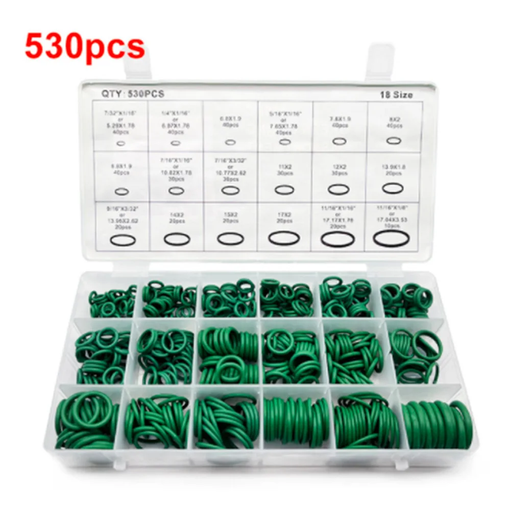 Rubber O Rings Sealing Gasket Rubber Washers Keycap O Rings Silicone O Rings Rubber Grommet Kit Rubber Grommet Rubber O-Ring Gasket 18 Sizes Sealing Ring Kit For Car A/C System R134a Air Conditioning Gasket Washer Set