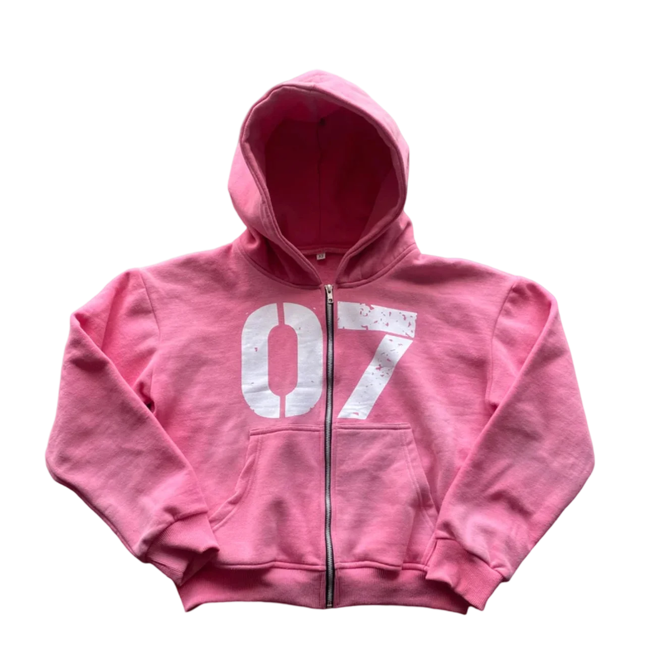 Męska jasnoróżowa bluza z kapturem i zamkiem błyskawicznym, nadruk graficzny 07, luźny krój, minimalistyczny styl streetwear, miejski styl, do noszenia na co dzień.