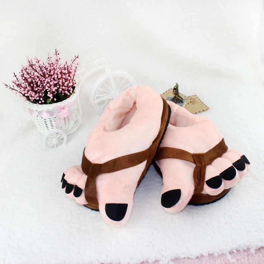 Winter Funny Slippers for Men Women Cute Home Shoes Big Foot Furry Slippers Unisex Indoor Boys Man Fuzzy Five Finger Slippers 3