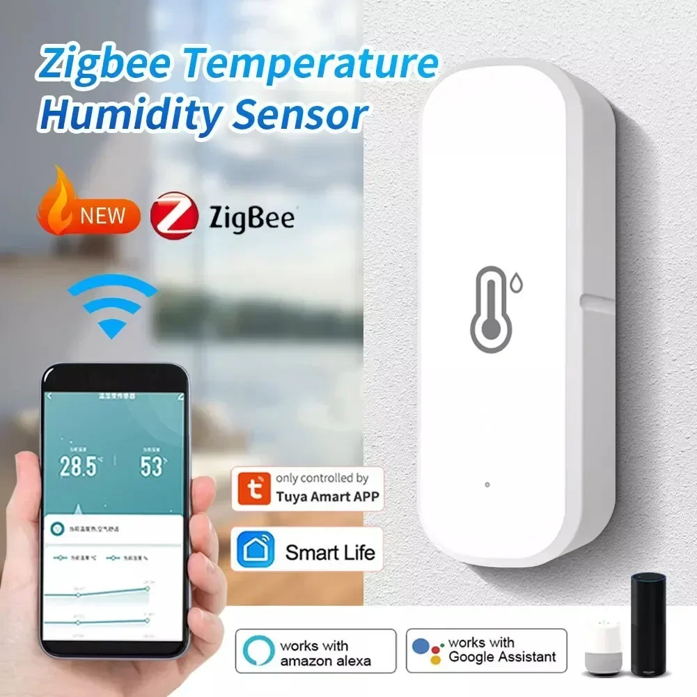 Tuya Smart Zigbee3.0 Temperature and Humidity Sensor Indoor Thermometer Monitor Smart Home Work with Alexa Google Home Assistant
