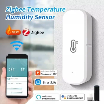 Tuya Smart Zigbee3.0 Temperature and Humidity Sensor Indoor Thermometer Monitor Smart Home Work with Alexa Google Home Assistant
