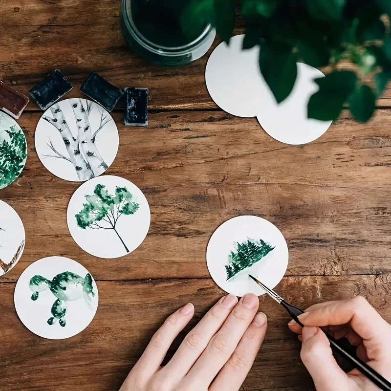 3/6/7/10 PCS 전문가용 세밀한 건식 붓 세트, 아크릴 수채화 모델 페인팅용 소형 미니 페인트 붓, 나무 손잡이