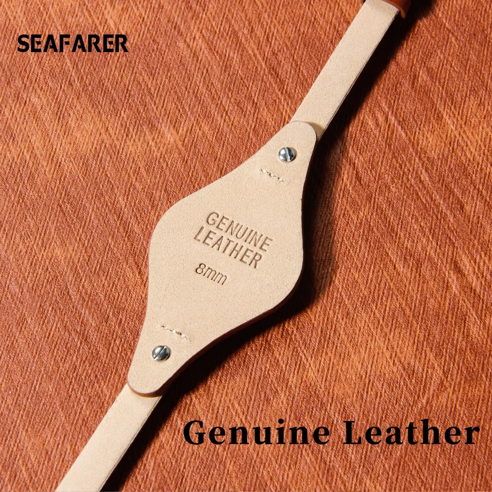 Premium Genuine Leather Waterproof Watchbands with U-Shaped Base, 8mm Strap