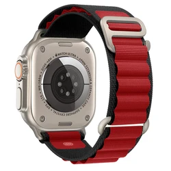 Alpine Loop Nylon Watch Band Strap - Durable and Versatile Design for 42mm 44mm 45mm 49mm (Black red)