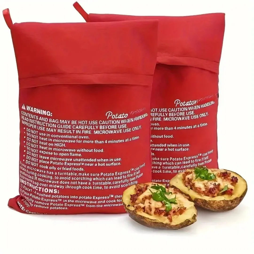 1/2pcs, microwave potato cookware bag, reusable microwave potato cookware, make delicious potatoes in just minutes, kitchen gadg