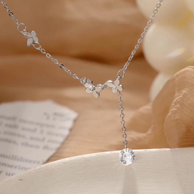 LYNNE 925 Sterling Silver Jewelry Exquisite Butterfly Zircon Pendants Anklets Women Fashion Elegant Beach Foot Chain PS-10008
