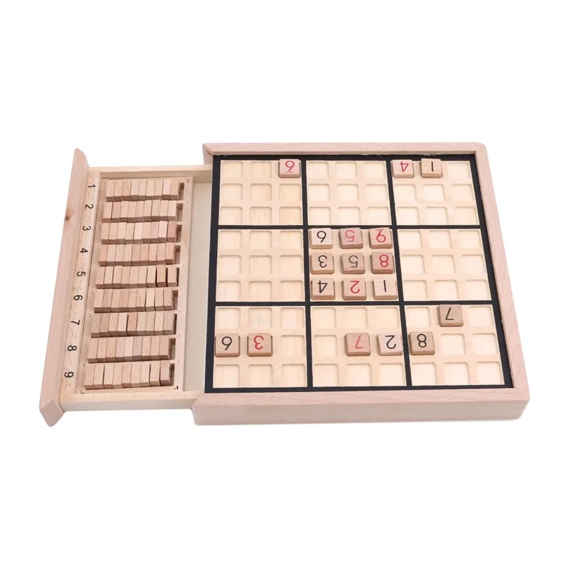 Children Sudoku Chess Beech International Checkers Folding Game Table Toy Gift Learning Education Puzzle Toy