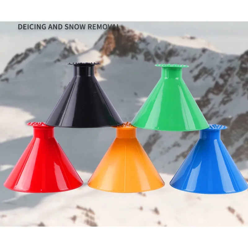 Car Snow Remover Windshield Defrosting Scraping Board 360 &deg; Not Damaging Cone Shaped Grip Snow Shoveling In Winter Parts 2pcs