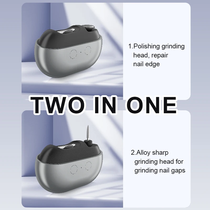 Mini 2in1 الكهربائية الأظافر القاطع المتقلب الملمع...