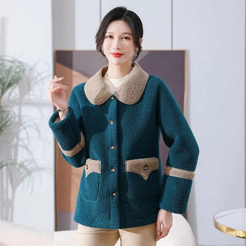 

Women's Velvet Thickened Coat, Lamb Fur Coat, Loose Coat, Lady's Grain, Warm, Female Jacket, Mom Clothes, Winter Clothes