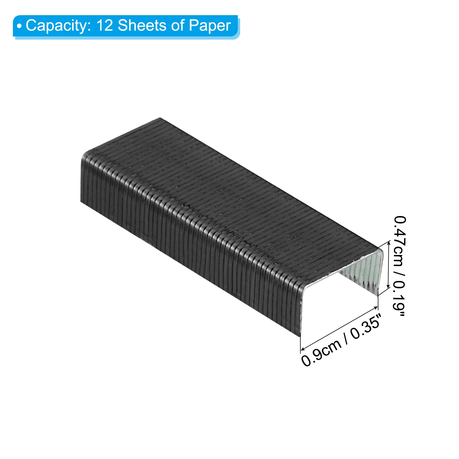 6000Pcs/6Pack Black Metal Staples #10 Office Stationery 3/16 Inch Length Jam Free