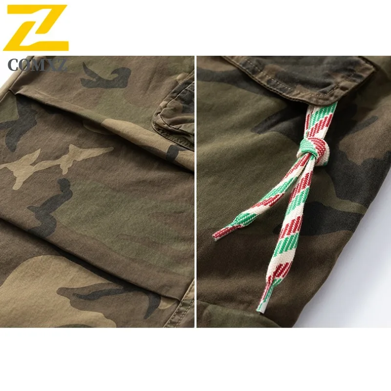 ​Men's Camouflage Cargo Pants Summer American Style High Street Loose Straight Leg Casual Workwear Trousers with Multi-Pockets​