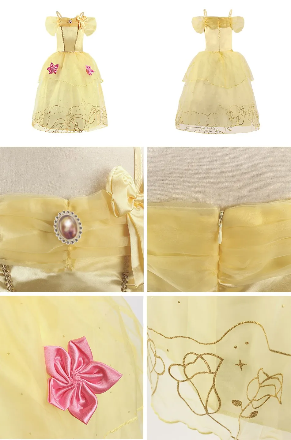 Girl Belle Princess Dress Kids Beauty and The Beast Costume Girl Baby Christmas Princess Birthday Party Fancy Dress 2-10 Years