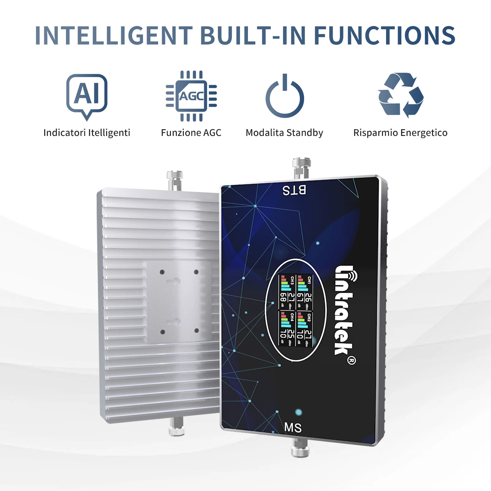 Lintratek 5G 4G 3G 2G Cellular Amplifier Four Bands Signal Repeater 900 1800 2100 2600 Internet Booster Full Kit