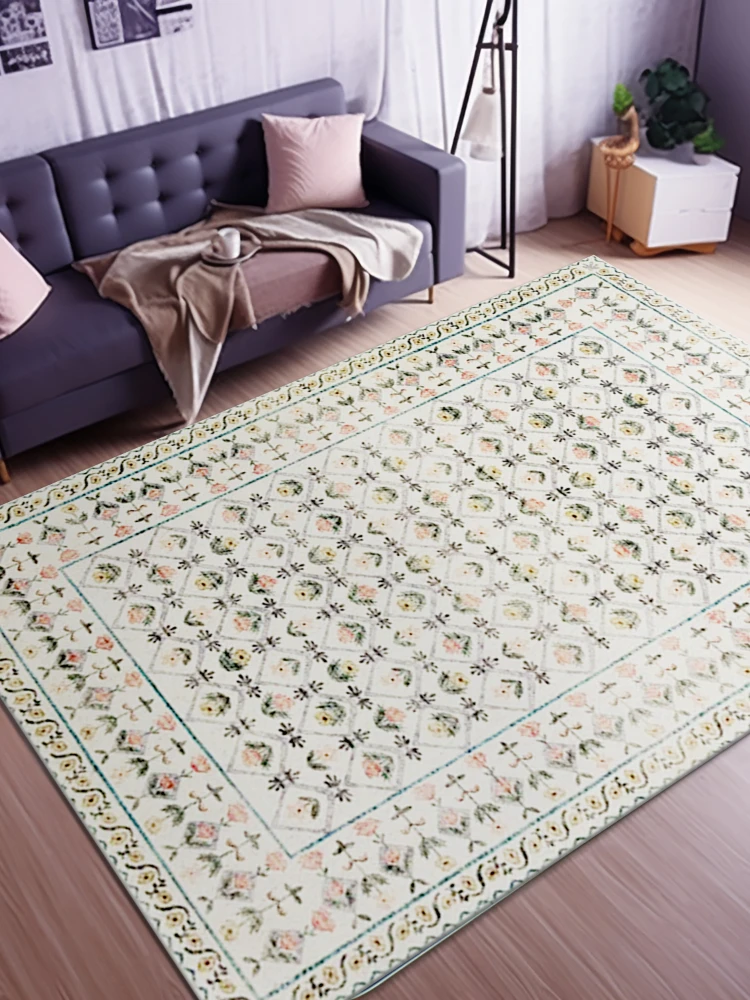 Turkish Style Living Room Carpets Comfortable Bedroom Rugs Antiskid Resistant To Dirt Carpet Soft  Thickened Rug Floral Tapis IG