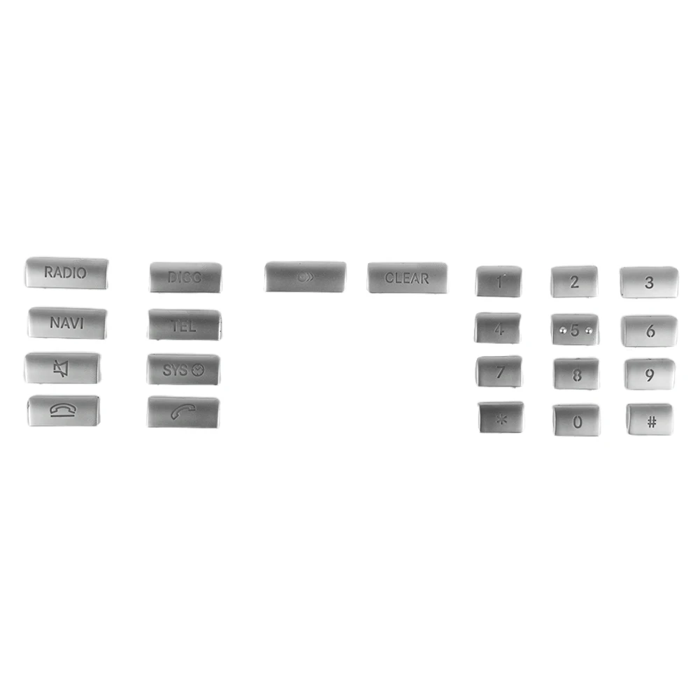 

22X Center Console CD Numbers Button Cover Trim For Benz W204 W212 C218 GLK X204 Car Interior Stickers Accessories