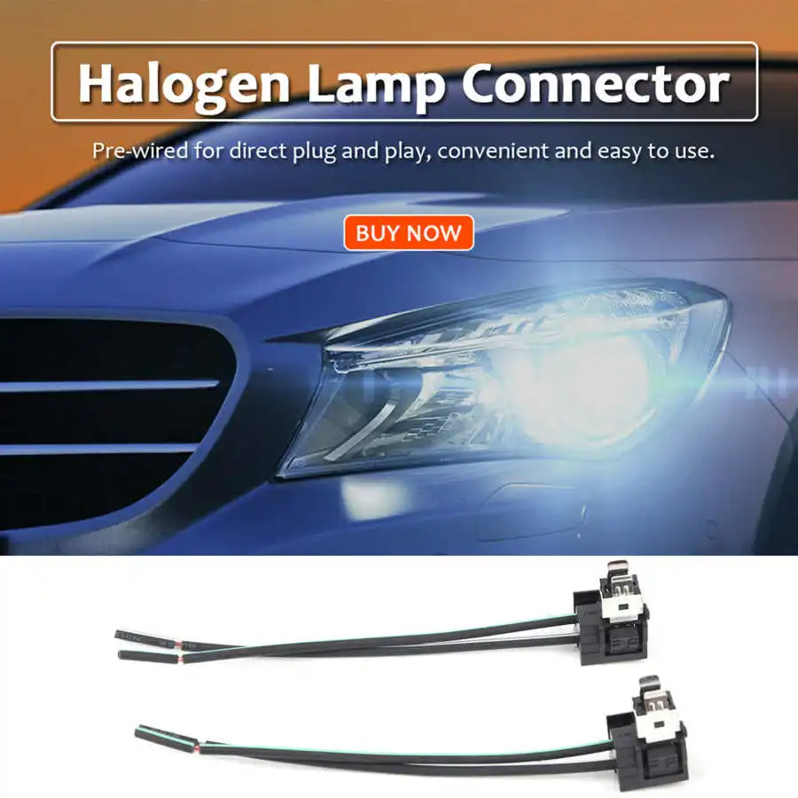 Headlight Lamp Bulb Socket Wiring Harness Connector Plug Adapter Line 2Pcs For H1 Bulb
