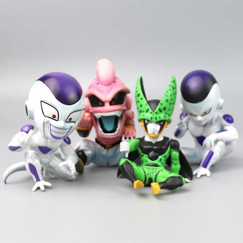 

4-piece Set of Dragon Ball GK Anime Villain Majin Buu FriezaCell Character Hand Puppet PVC Series 12cm Model Toy Collection Gift