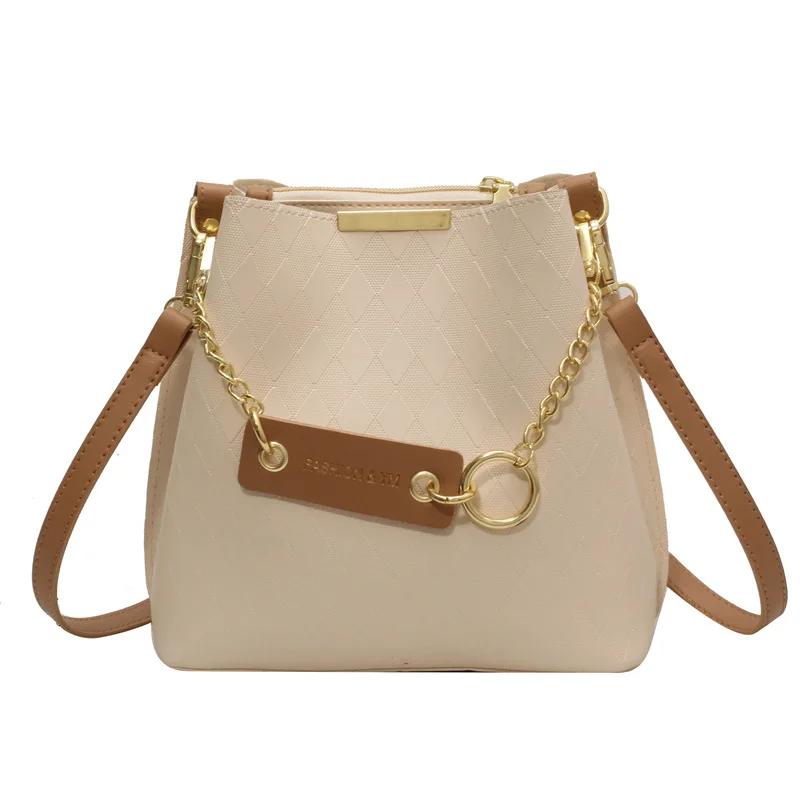 Women's Bag 2024 Summer New Simple Large Capacity Diamond Lattice Small Fragrant Wind Shoulder Crossbody Bag Bucket Bag