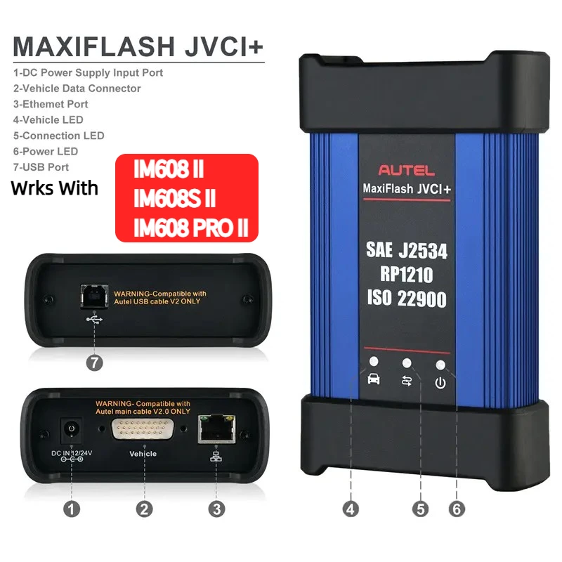 Autel MaxiFlash JVCI+ J2534 Pass-Thru ECU Programming Driver with CAN FD & DoIP Protocol for Autel MaxiIM IM608 II / Laptop / PC