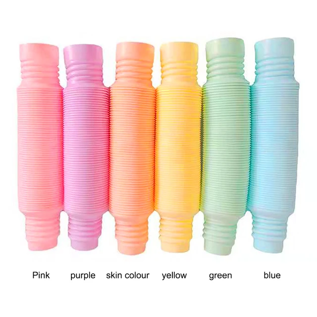 6Pcs Colorful Pop Tubes Coil Pop Magical Toy Circle Stress Relieve Toys Fine Fidget Toys Kit Fidget Toys Squeeze Gifts Toy 6